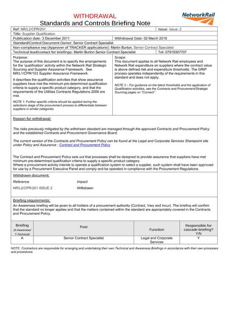 NR NR/L2/CPR/201 ISSUE 2
