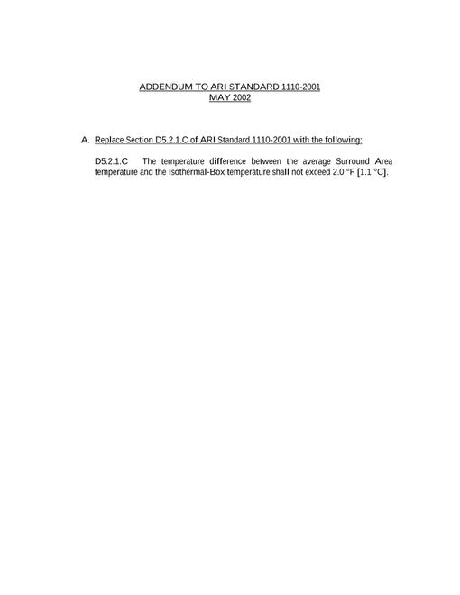 AHRI 1110-2001 Addendum 1