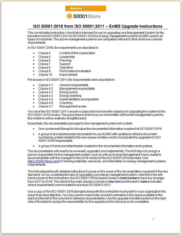 ISO 50001:2011 to 2018 Transition EnMS (2011>>2018)