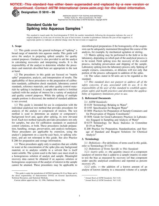 ASTM D5810-96