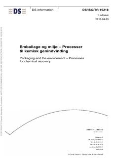 DANSK DS/ISO/TR 16218