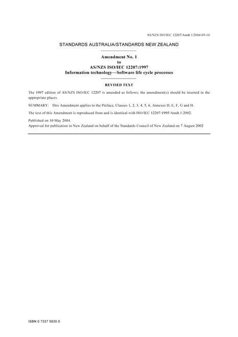 AS/NZS ISO/IEC 12207:1997 AMDT 1