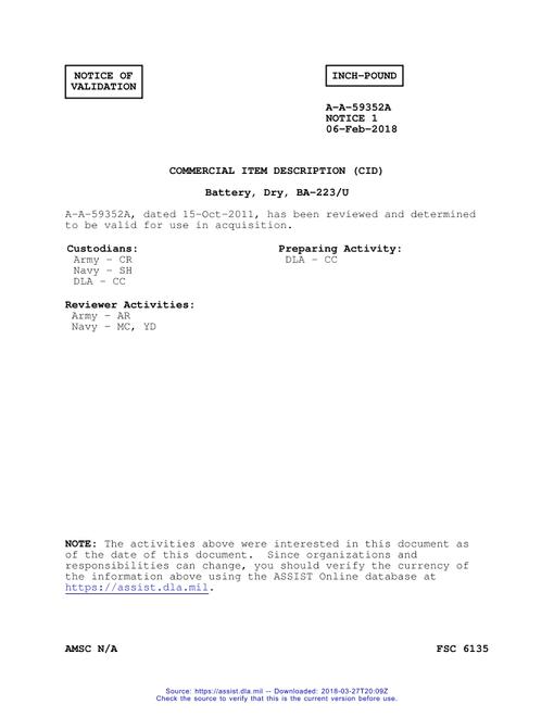 CID A-A-59352A Notice 1 - Validation 1