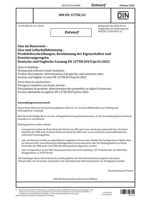 DIN EN 12758/A1 - DRAFT