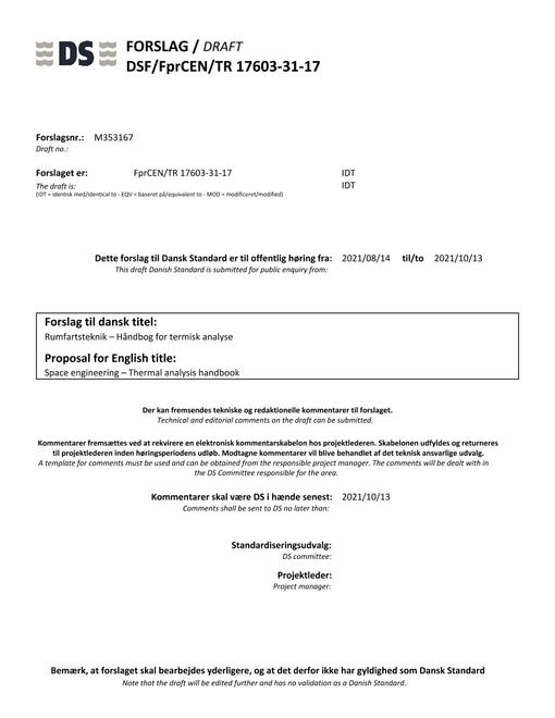 DANSK DSF/FPRCEN/TR 17603-31-17