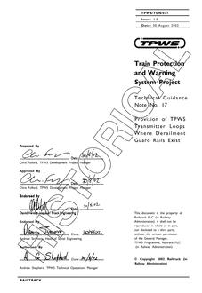 NR TPWS/TGN/017 ISSUE 1