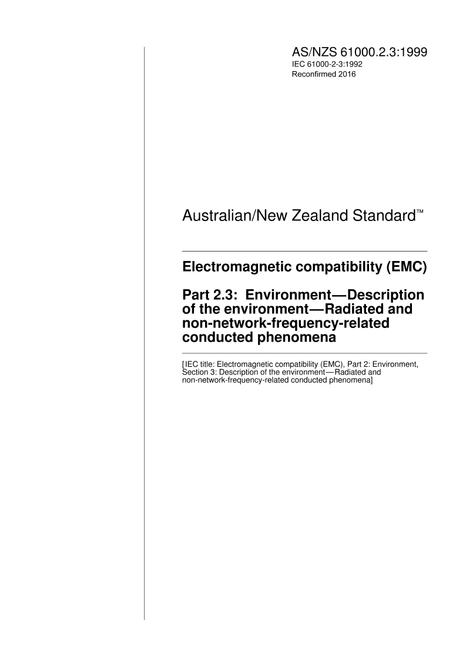 AS/NZS 61000.2.3:1999