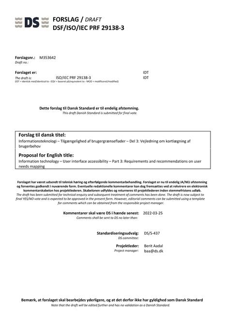 DANSK DSF/ISO/IEC PRF 29138-3
