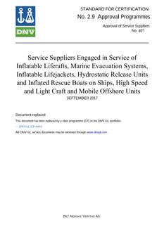 DNV DNV APPROVAL OF SERVICE SUPPLIERS NO. 407