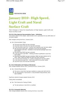 DNV DNV-RU-HSLC SUMMARY OF CHANGES