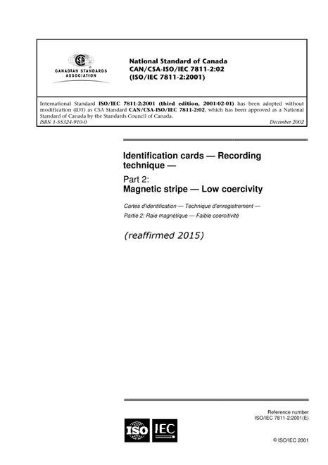 CAN/CSA-ISO/IEC 7811-2-02 (R2015)
