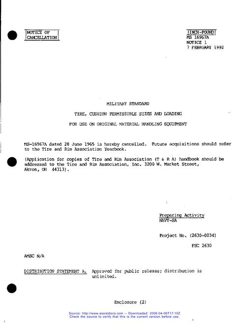 MIL MS16967A Notice 1 - Cancellation