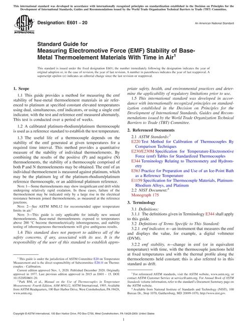 ASTM E601-20