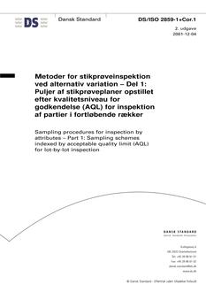 DANSK DS/ISO 2859-1+COR.1