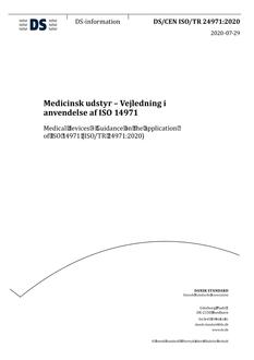 DANSK DS/CEN ISO/TR 24971