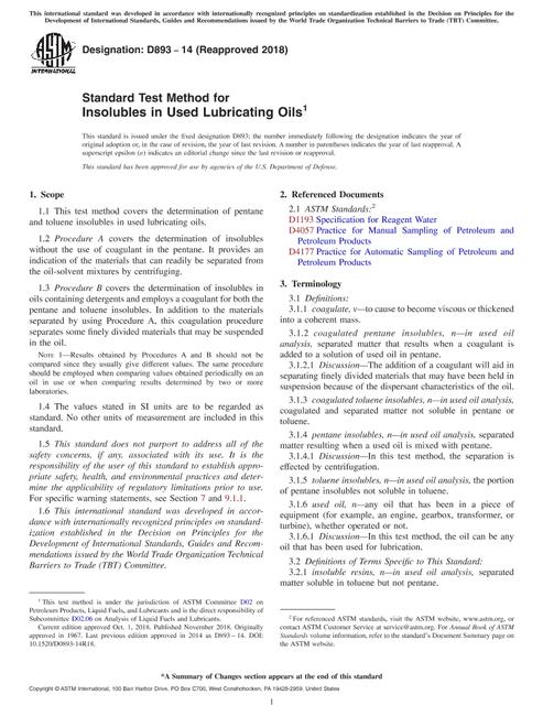 ASTM D893-14(2018)