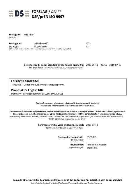 DANSK DSF/PREN ISO 9997