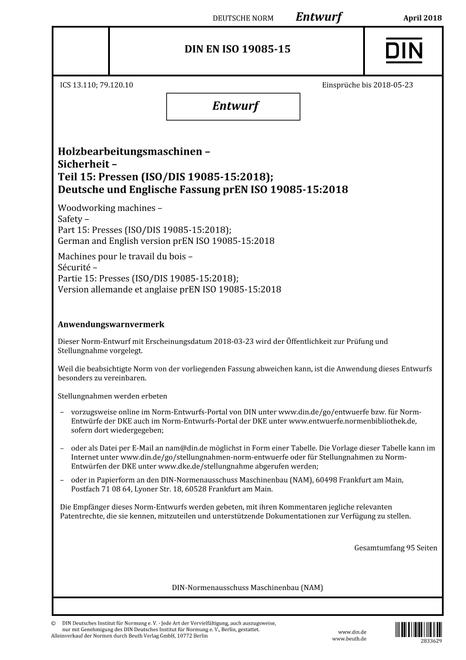 DIN EN ISO 19085-15 - DRAFT