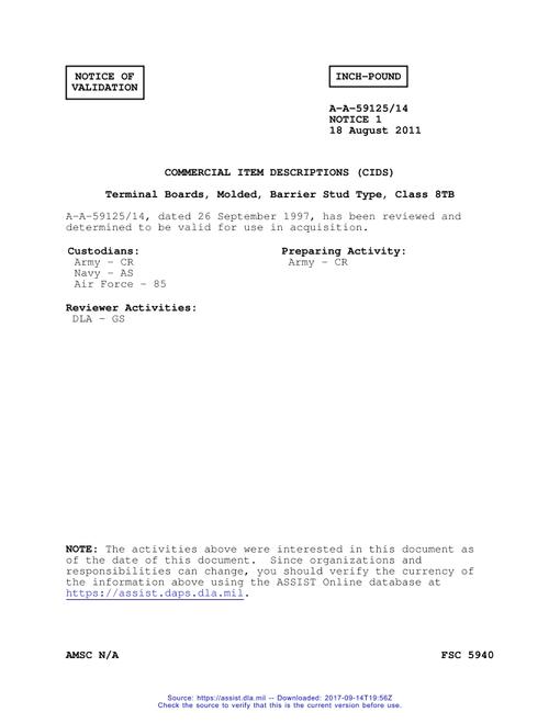 CID A-A-59125/14 Notice 1 - Validation 1