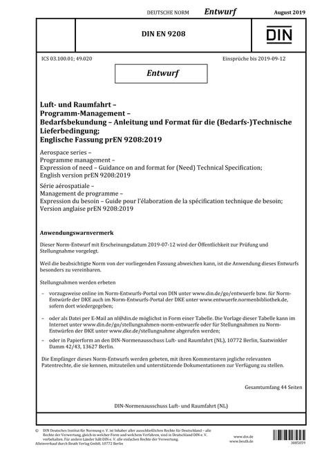 DIN EN 9208 - DRAFT