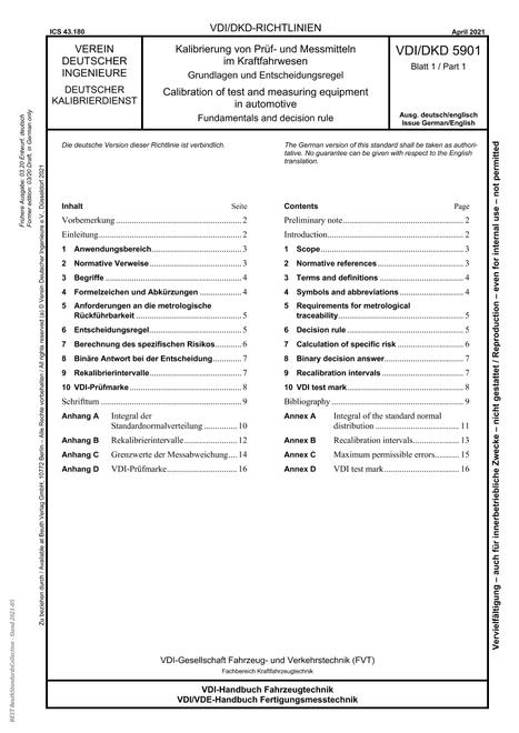 VDI VDI/DKD 5901 BLATT 1