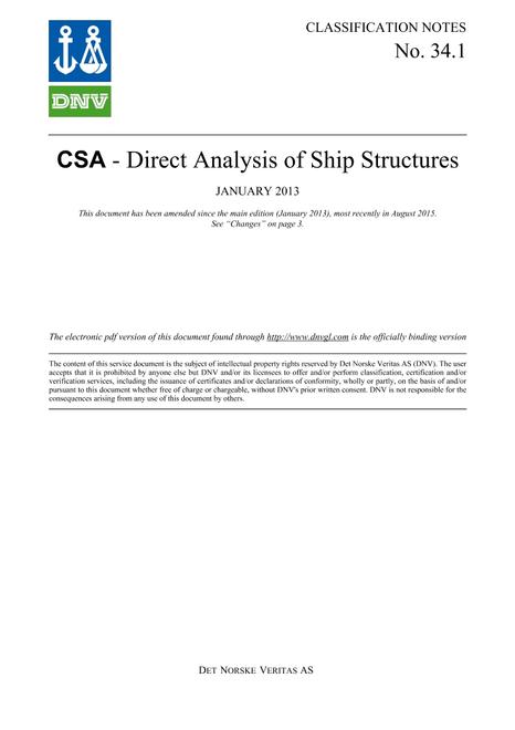 DNV DNV CLASSIFICATION NOTES 34.1