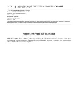 AWPA P18-14 Withdrawal Notice