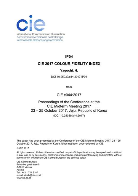 CIE 2017 COLOUR FIDELITY INDEX (IP04, Pages 10-16)