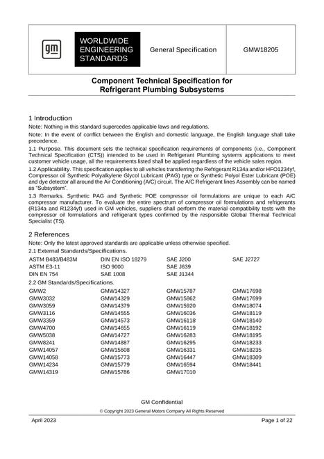 GMW GMW18205 + SUPPLEMENT(S)