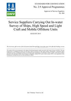 DNV DNV APPROVAL OF SERVICE SUPPLIERS NO. 404
