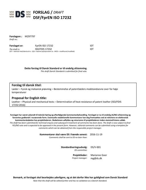 DANSK DSF/FPREN ISO 17232