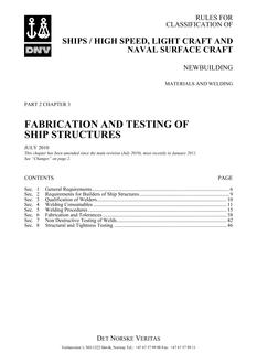 DNV DNV-RU-SHIPS/HSLC PART 2 CHAPTER 3