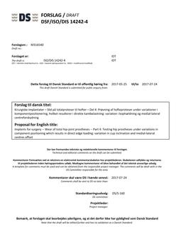 DANSK DSF/ISO/DIS 14242-4