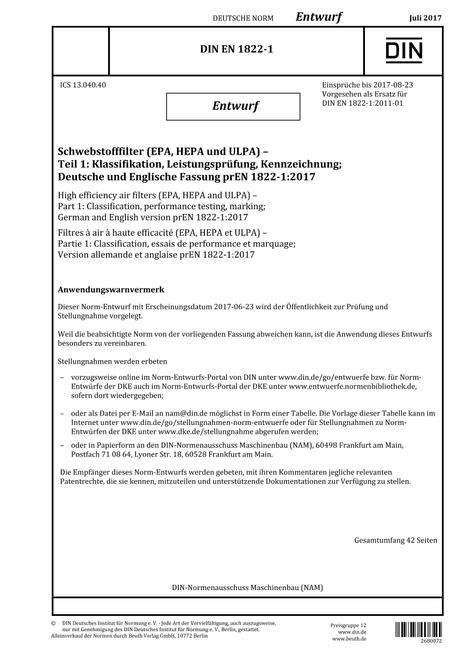 DIN EN 1822-1 - DRAFT