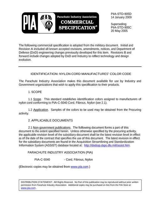 PIA PIA-STD-905D