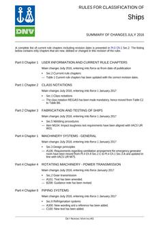 DNV DNV-RU-SHIPS SUMMARY OF CHANGES