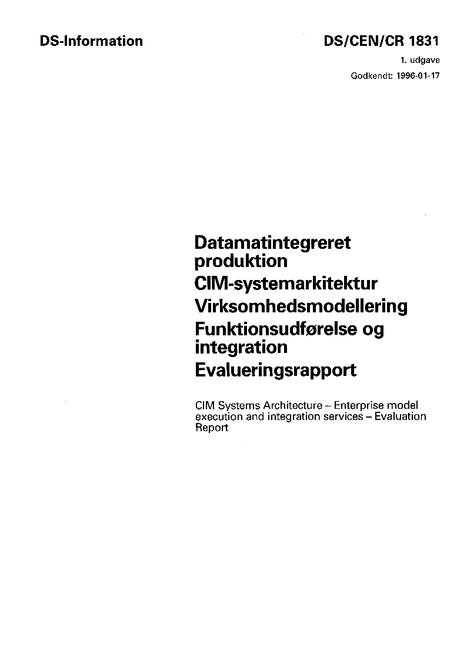 DANSK DS/CEN/CR 1831