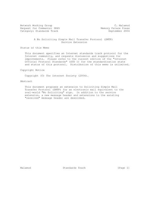 IETF RFC 3865