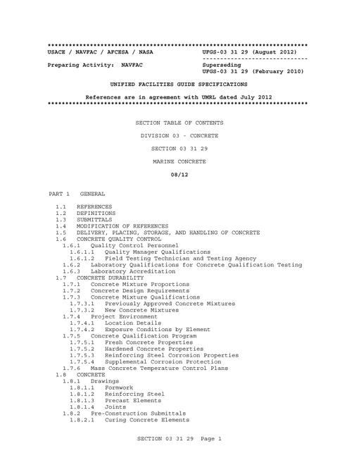 NAVY UFGS-03 31 29