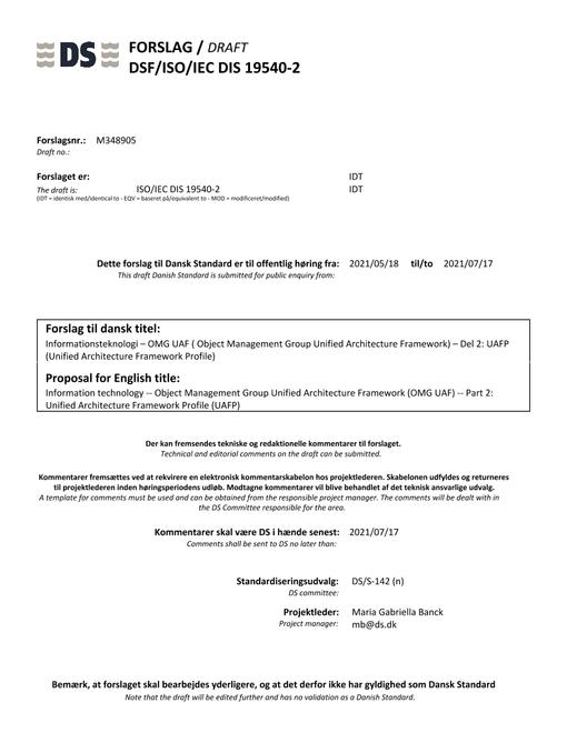DANSK DSF/ISO/IEC DIS 19540-2
