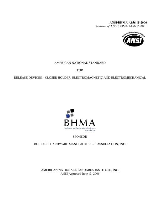 BHMA A156.15-2006
