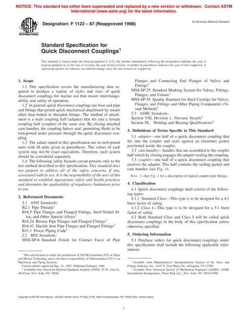 ASTM F1122-87(1998)