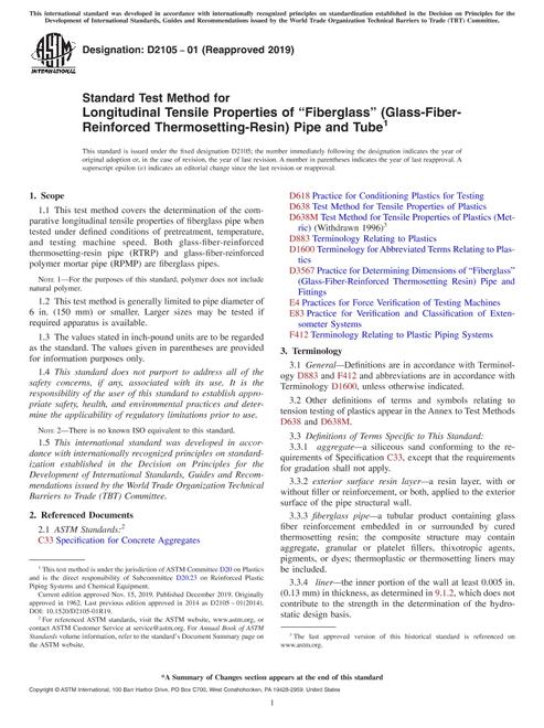 ASTM D2105-01(2019)