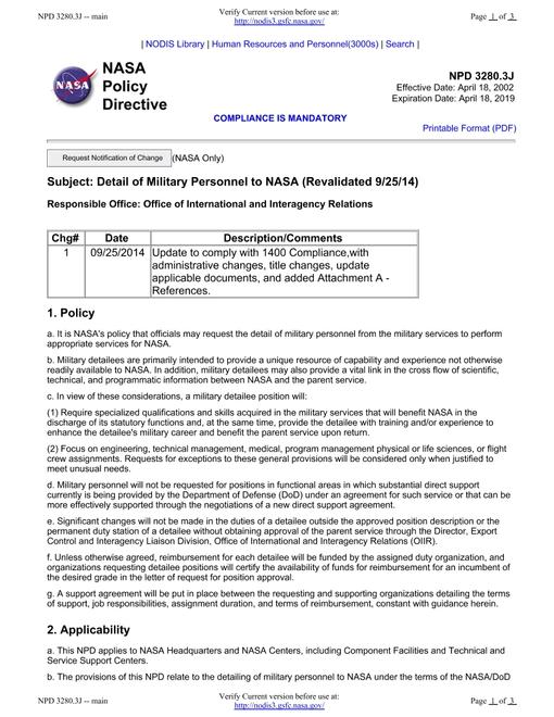 NASA NPD 3280.3