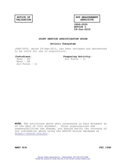 JSSG JSSG-2005 Notice 3 - Validation
