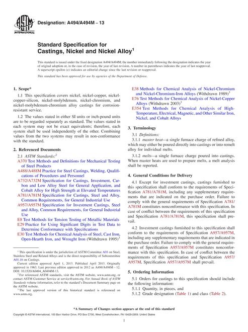 ASTM A494/A494M-13