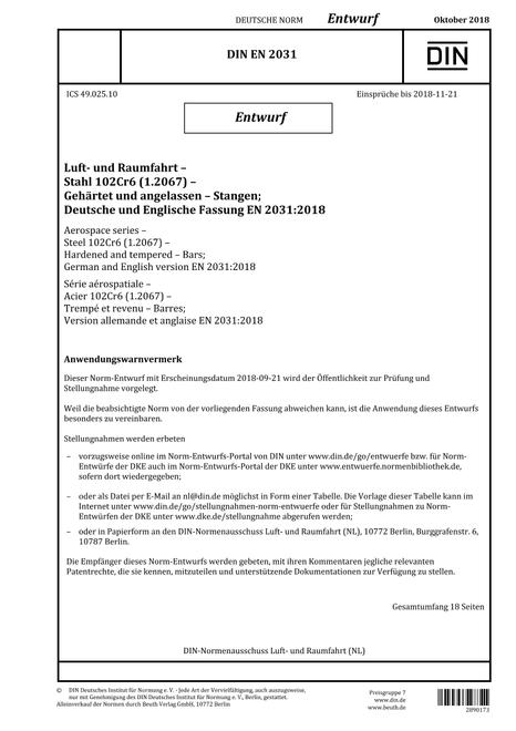 DIN EN 2031 - DRAFT