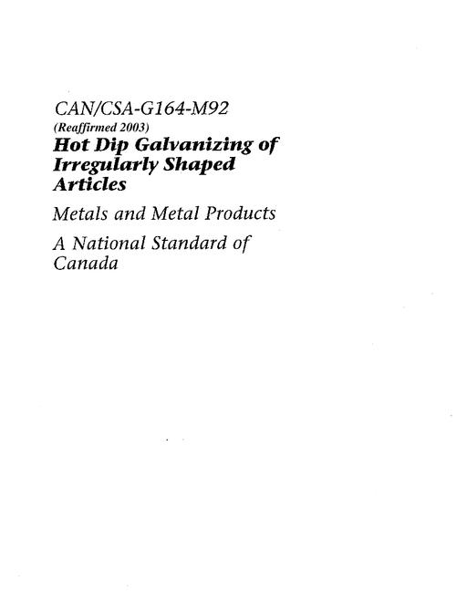 CAN/CSA G164-M92 (R2003)