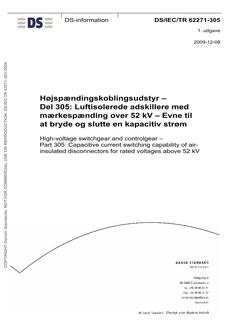 DANSK DS/IEC/TR 62271-305