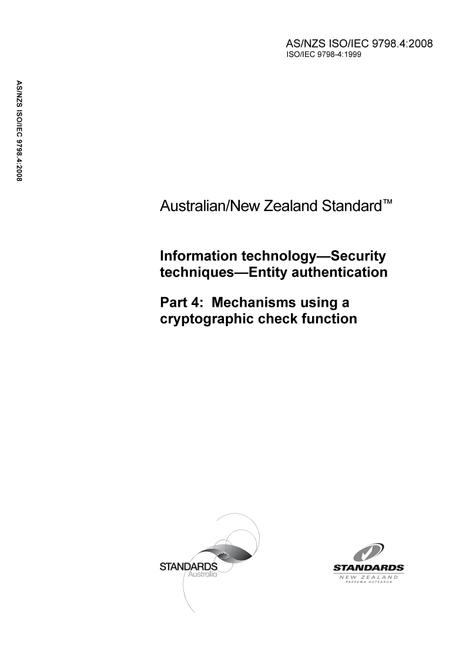 AS/NZS ISO/IEC 9798.4:2008